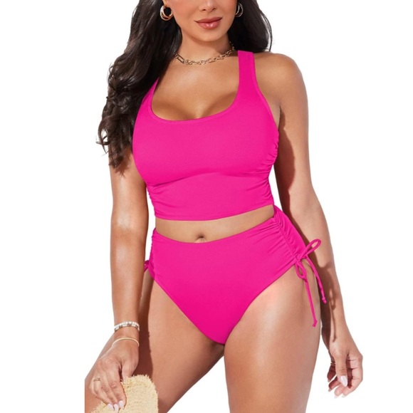 Women's Crop Top High Waisted Bikini Sets 2 Piece Swimsuit Size Small - Picture 2 of 6